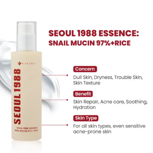 [K-SECRET] SEOUL 1988 Essence : Snail Mucin 97% + Rice 100ml